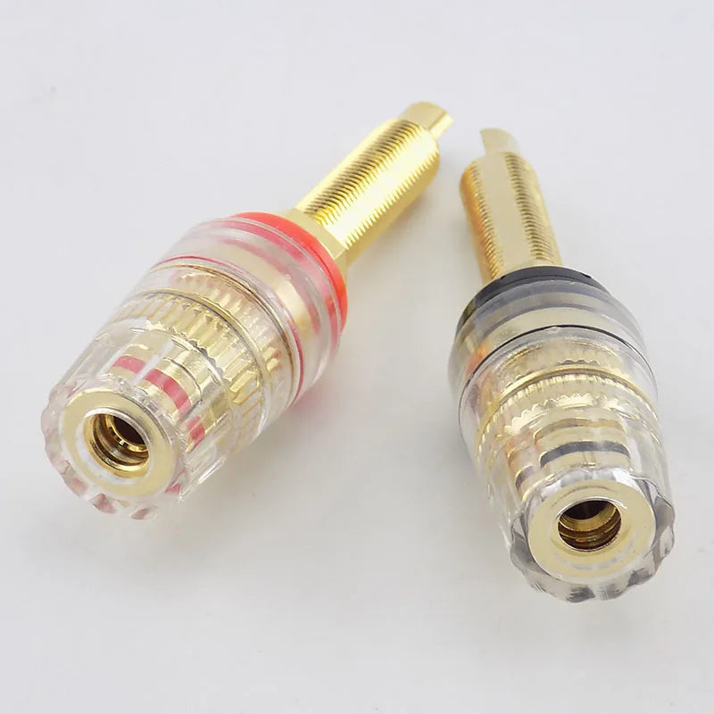 5pcs Brass Long Binding Post Connector Audio Speaker Amplifier Audio Adapter for 4mm Banana Plug Terminal Connectors C4 Qme