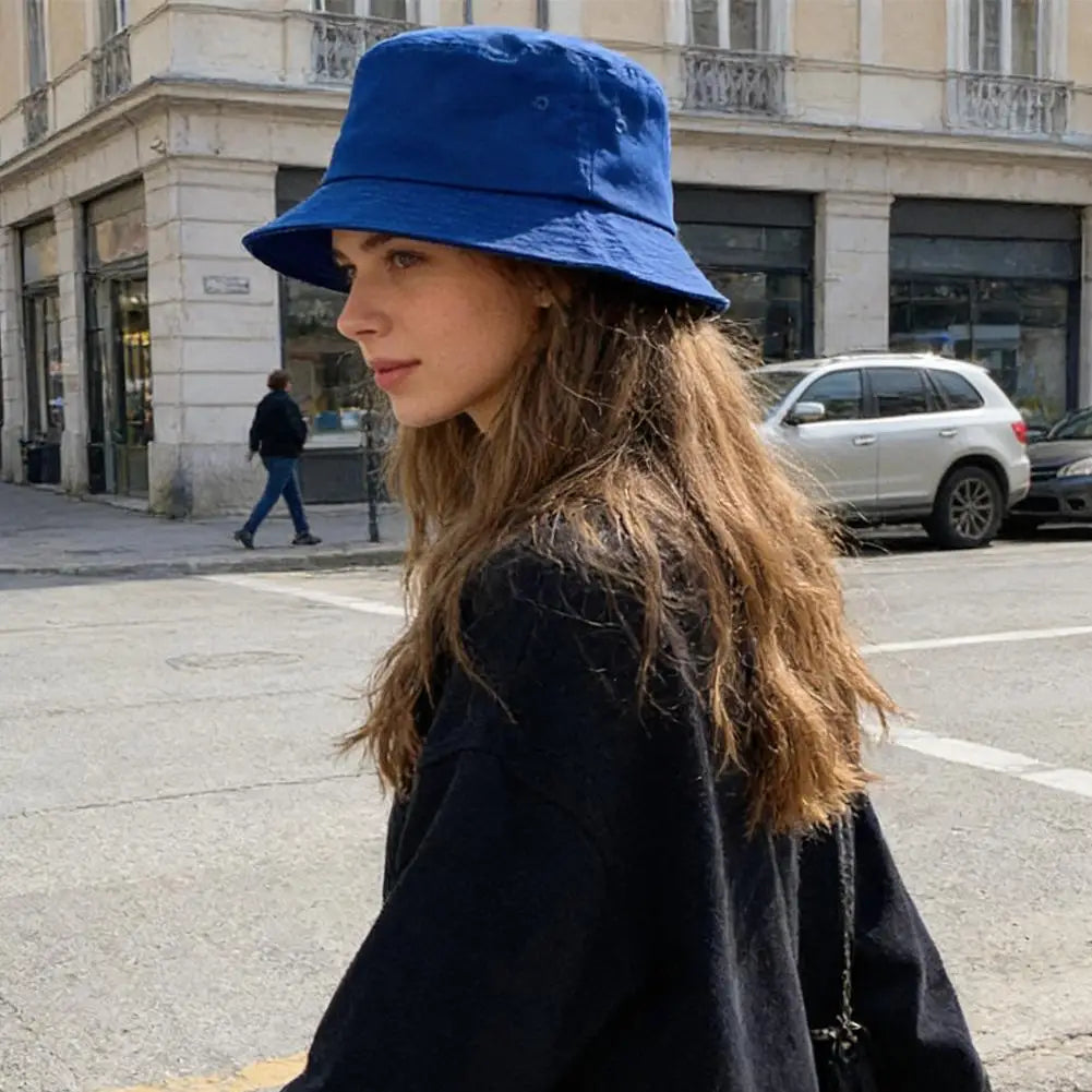 Fisherman Hat Solid Sun Bucket Hats Fot Men Women Anti-UV-Protection Qme