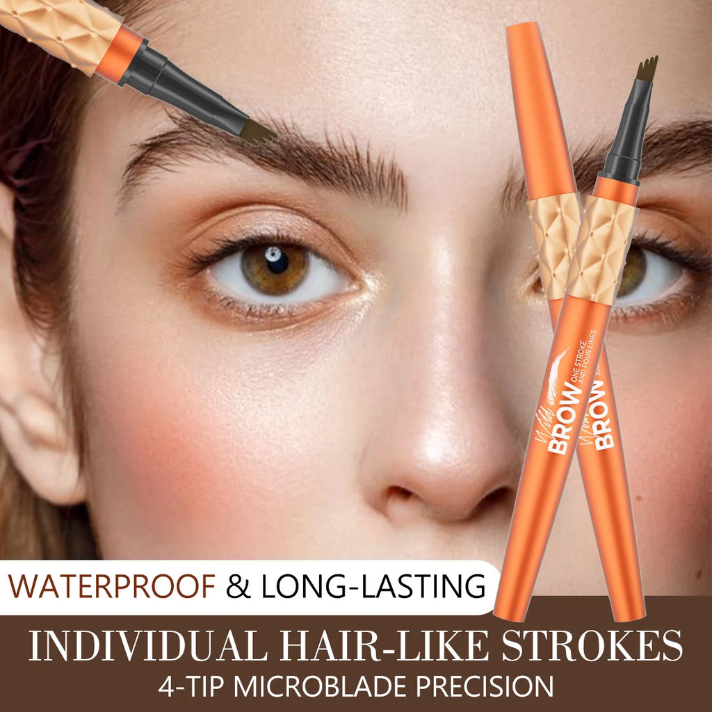 1PC 4 Split Head Eyebrow Tattoo Pen Waterproof Sweatproof Long Lasting Liquid Eyebrow Pen Natural Wild Brow Makeup Qme