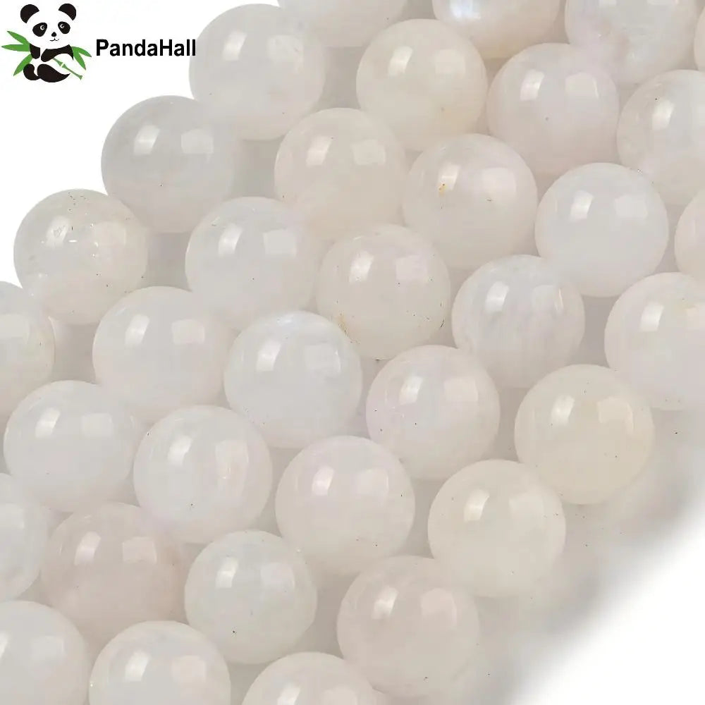 PandaHall 5 Strands Natural Rainbow Moonstone Round Beads, White 8mm for DIY Necklace Bracelet Earring Jewelry Making Qme 8mm