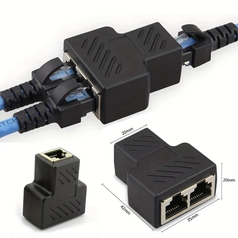 10pcs 1 To 2 Ways LAN Ethernet Network Cable RJ45 Female Splitter Connector Adapter For Laptop Docking Stations RJ45 Connector Qme