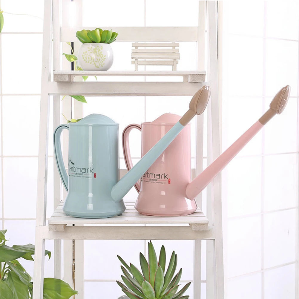 2L Watering Can with Long Spout Detachable Head Plastic Garden Watering Pot for Flower Plant Irrigation Indoor Outdoor Use Qme