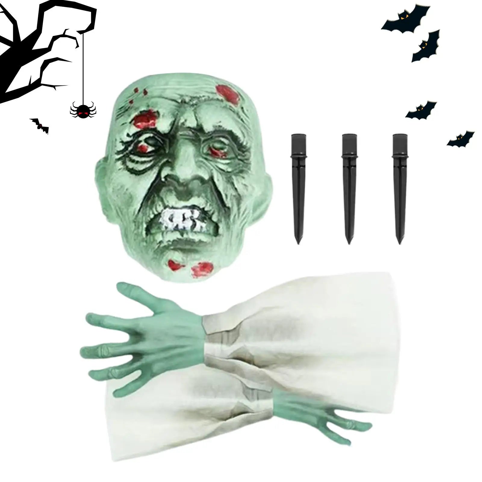 Yard Skeleton Halloween Stakes 3 Pieces Realistic Skull For Pathway Lawn Garden Front Door Yard Fence Qme