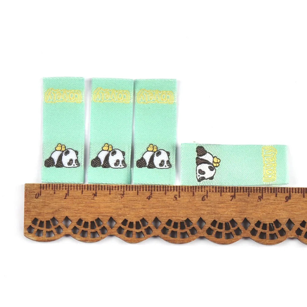 50Pcs New Cartoon Panda Embroidery Labels For Sewing Clothes Accessories Washable Care Garment Tags DIY Supplies Handicrafts Qme 1