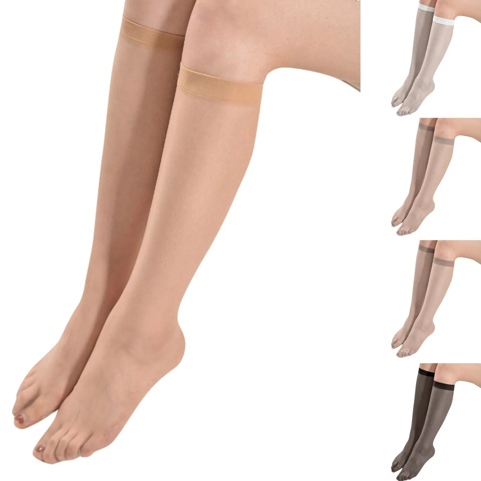 Women's Mesh Mid-calf Socks Fashionable Solid Stockings Dress with JK Dress Summer Ultra-thin Transparent Half Stockings Qme
