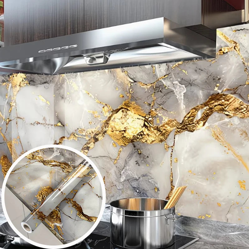 Marble Texture Self Adhesive Kitchen Wall Paper Waterproof Oilproof Qme