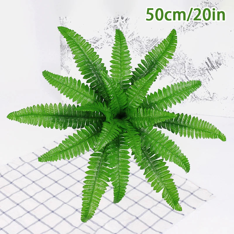 Lifelike Artificial Boston Fern Fake Plastic Plants Decorations UV Qme M