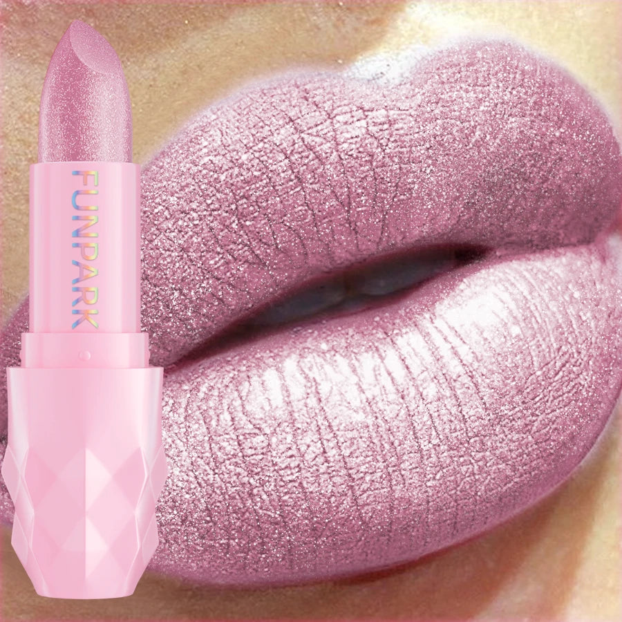 3 Colors Glitter Shiny Metallic Lipstick Pearlescent Pigmented Lip Qme 302