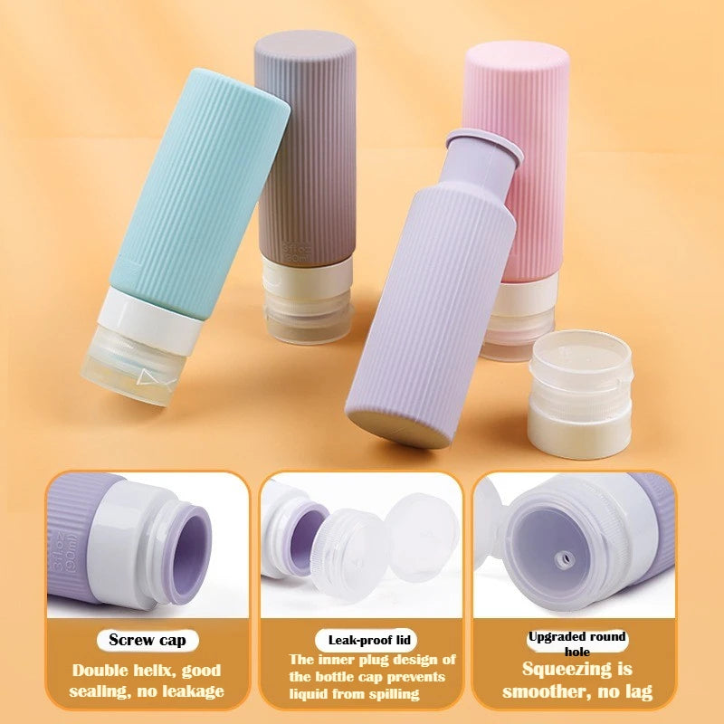 Compact Portable Silicone Travel Squeeze Bottles Leakproof Refillable Qme