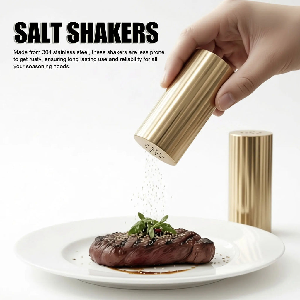2Pcs Seasoning Shakers Multifunctional 304 Stainless Steel Seasonings Dispensers for Salt Chili Powder Powdered Sugar Qme
