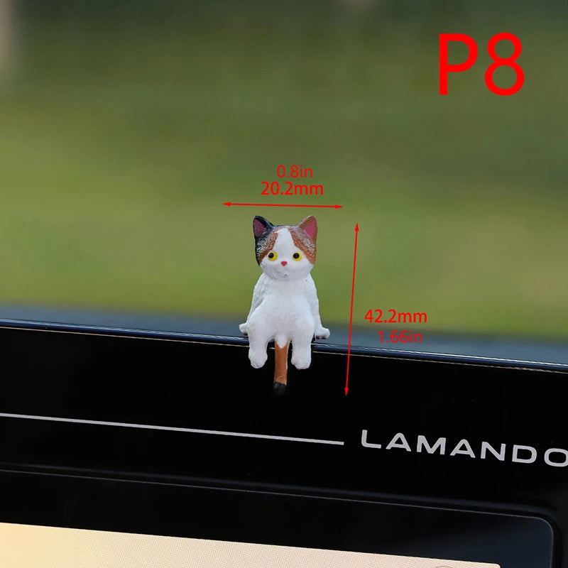 Cute Mini Cartoon Car Cat Ornaments Screen Edge Decoration Micro Qme 8