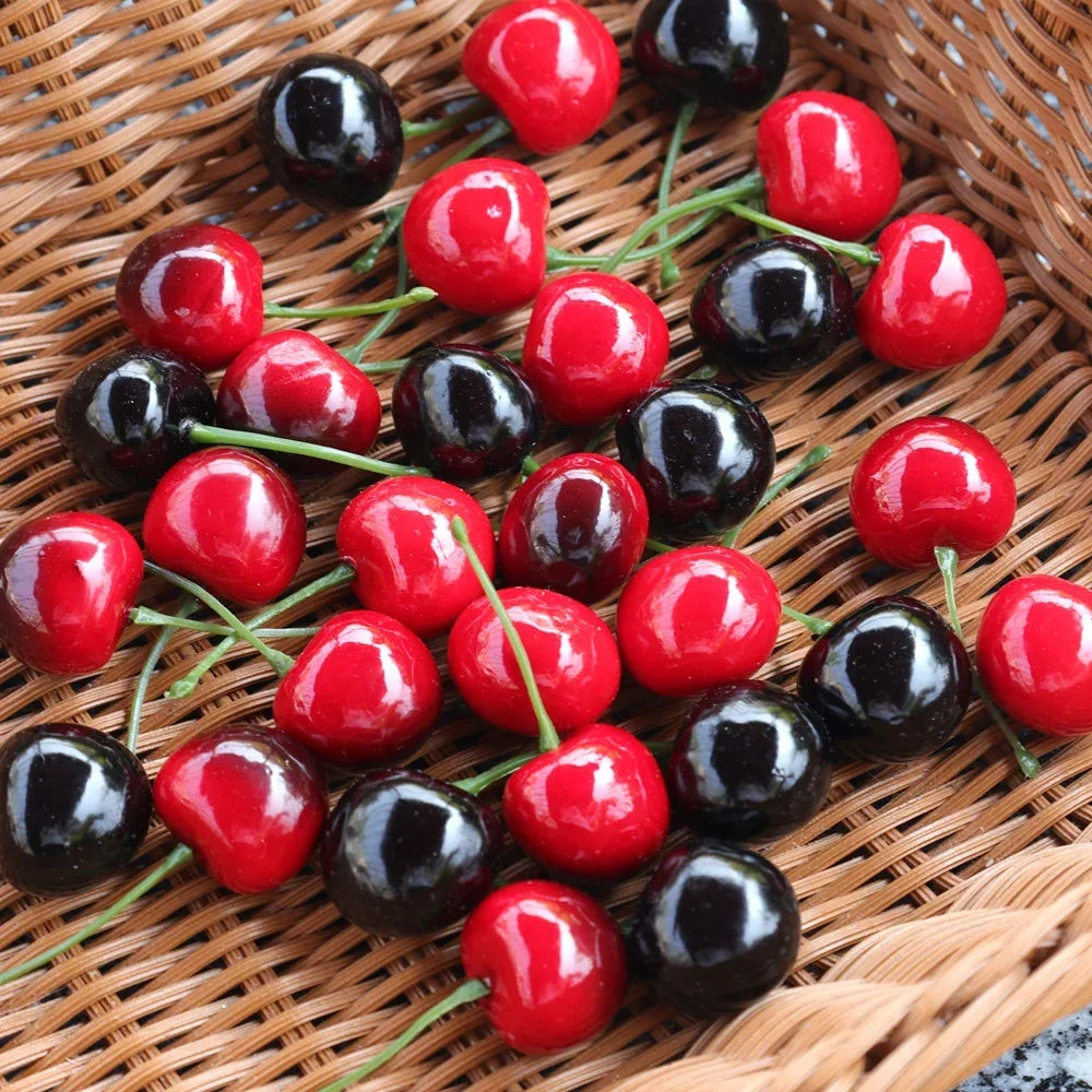 50/10Pcs Artificial Fruit Model Fake Cherry Simulation Cherry Ornament Craft Food Photography Props Party Decor Home Decoration Qme