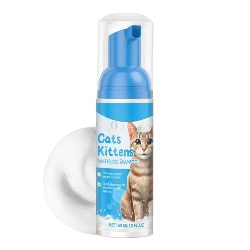Cat Shampoo Waterless Cat Shampoo Licking Safe Dry Shampoo 60ml Gentle Foam Shampoo for Cats Deep Cleansing Relieves Itchy Skin Qme CN