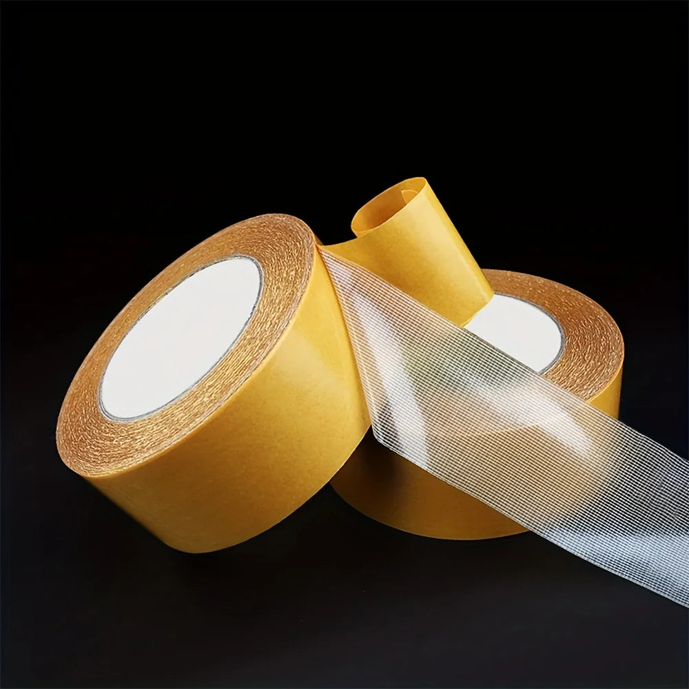20M Strong Fixation Double-Sided Cloth Tape Heavy Duty Translucent Mesh Waterproof Traceless Powerful Grid Carpet Adhesive Tape Qme 1 Roll 10M 50mm