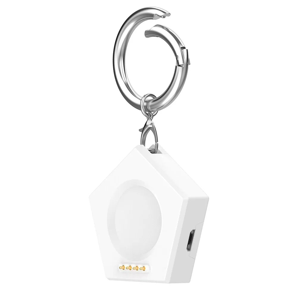 Magnetic Portable Charger Replacement Charger Dock with Keychain Type-C/Micro Port for Oneplus Watch2 OPPO Watch Qme White