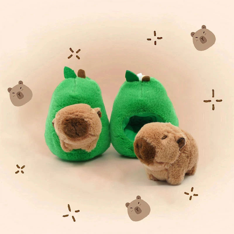 Creative Cute Avocado Capybara Plush Toy Doll Key Chain Plushie Qme