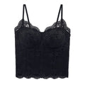 Fashion Mesh Flower Slim Lace Crop Bottoming Shirt Summer Girl's Vest Qme Black M
