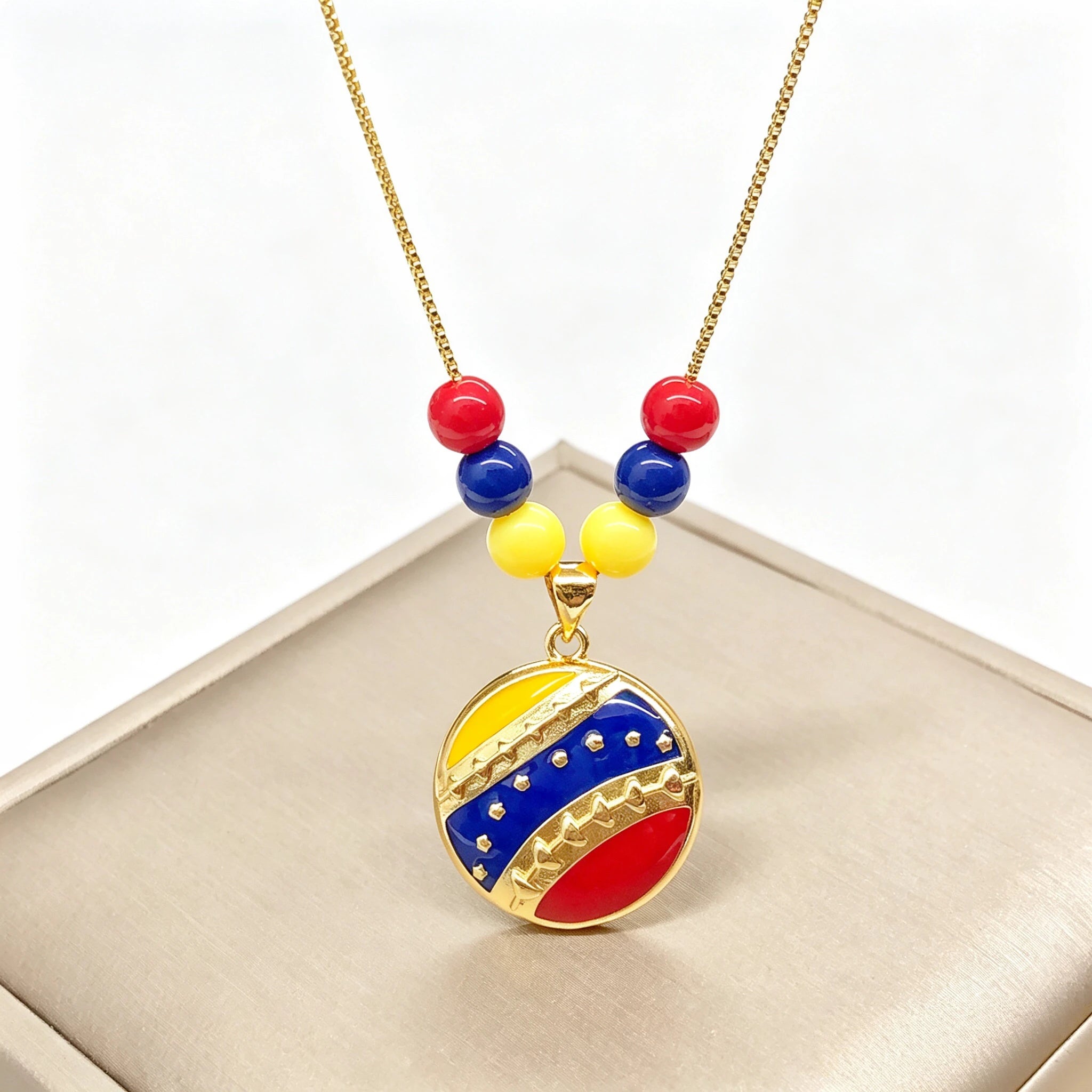 Hot Sale Enamel Art Venezuela Colombia Flag Cross Violin Bird Necklace Gift for Man Woman Daily Party Patriotic Jewelry Choker Qme 6 45cm