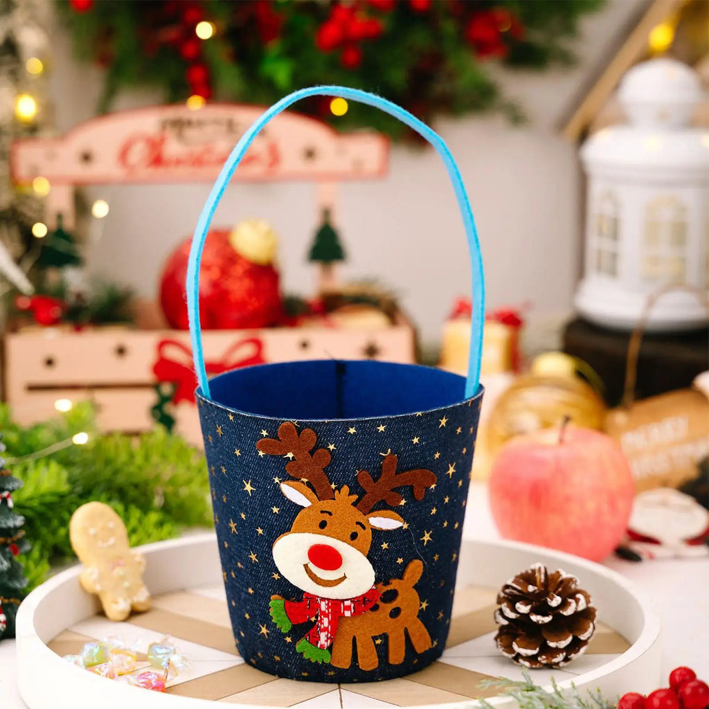 Christmas Candy Bags 3-Piece Cookie Goodie Bucket Festive Party Qme