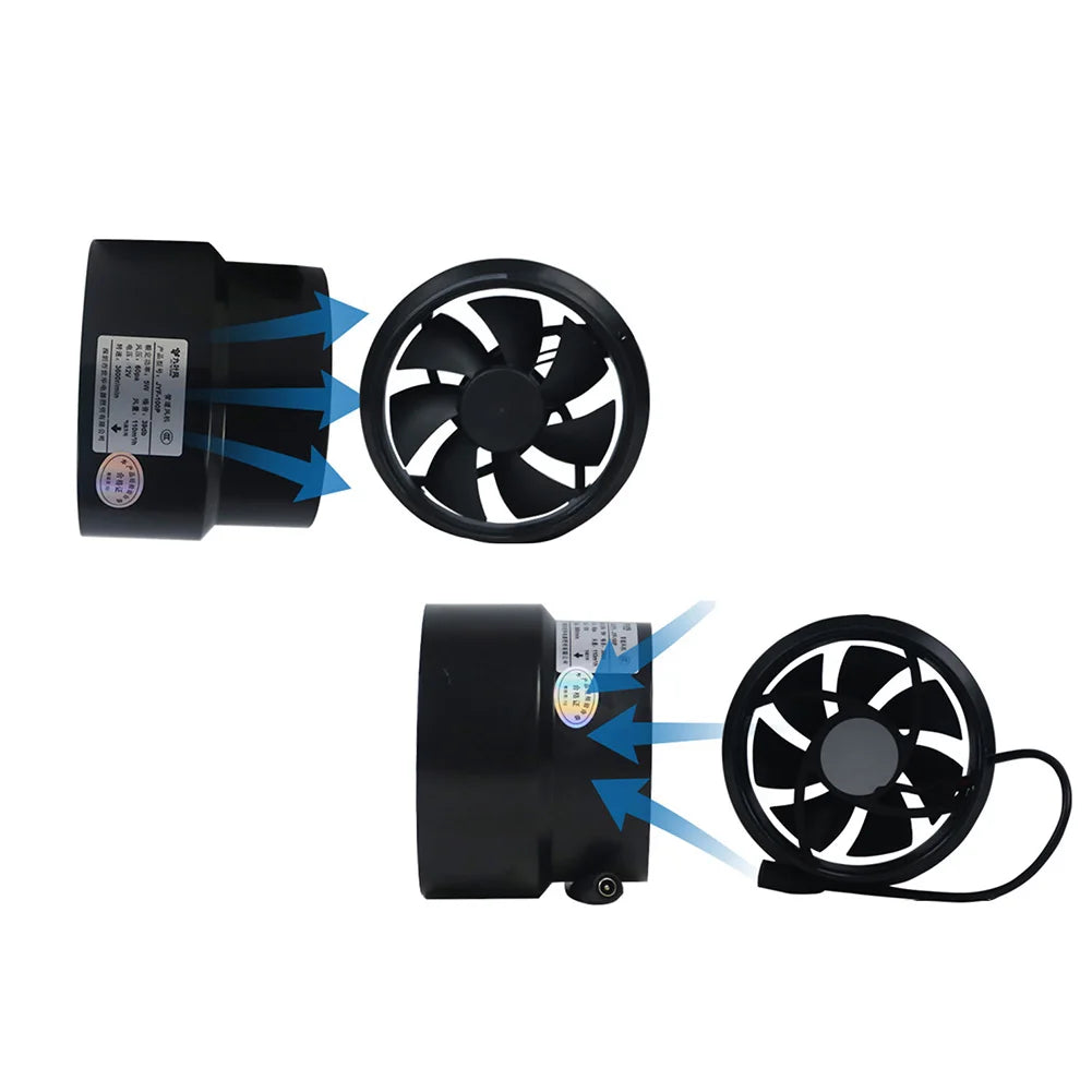 12V Black Duct Fan Ventilation Exhaust Indoor Outdoor Home Kitchen Qme