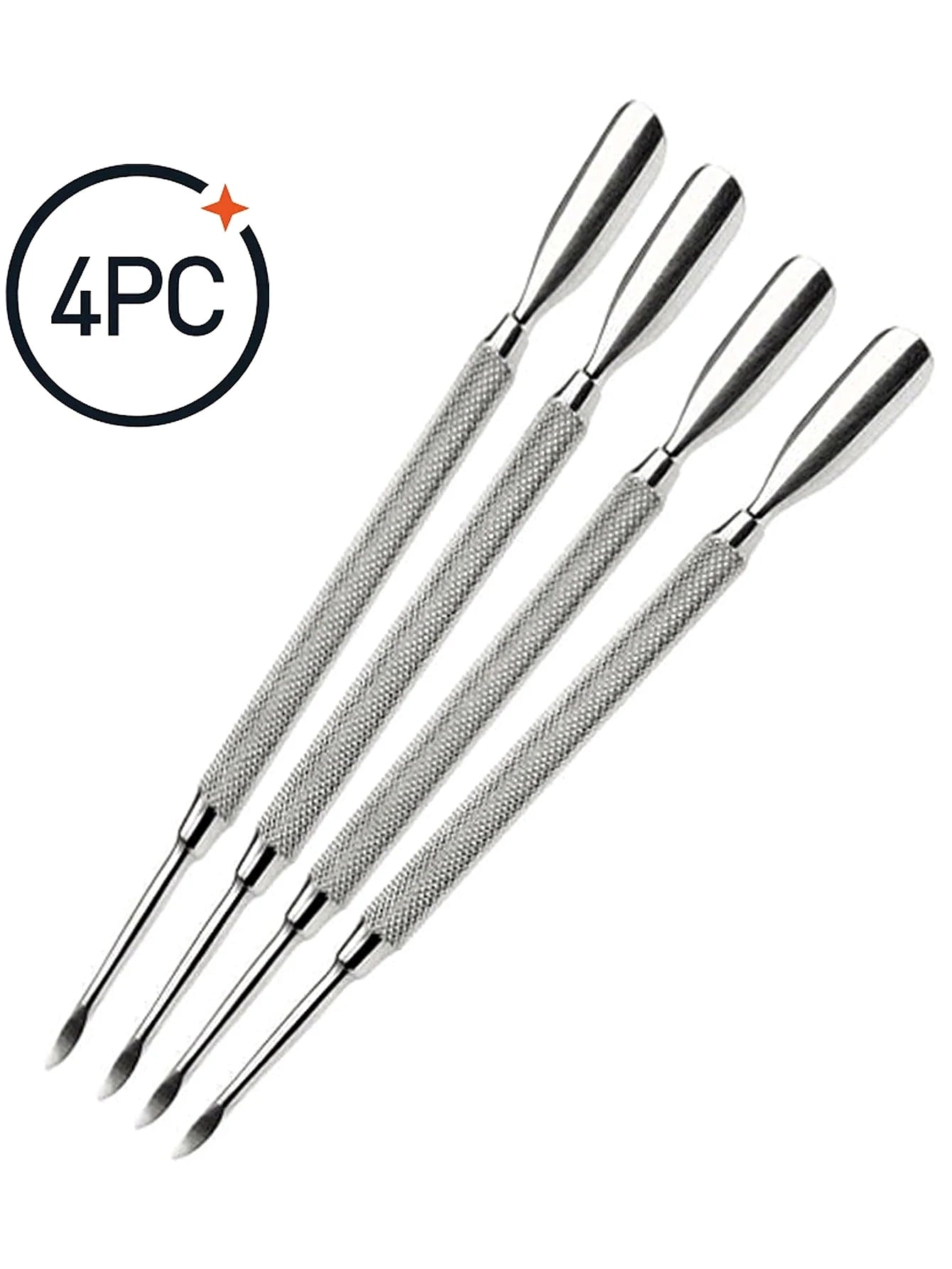 Cuticle Pusher Double Sided - Sharp Edge Spoon Shaped Dual Ended Cuticle Pusher Remover Clean Stainless Steel Manicure Pedicure Qme 4pcs