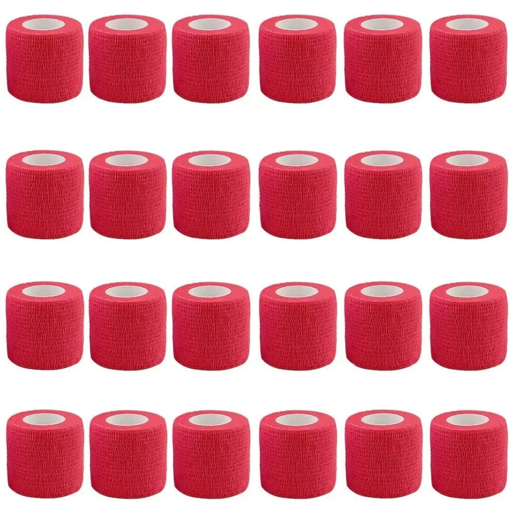 24pcs Bandage Tape Self Adhesive Elastic Bandage Wrap Elastoplast for Knee Support Pads Finger Ankle Palm Shoulder tattoo Qme red 24pcs 5cmx4.5m