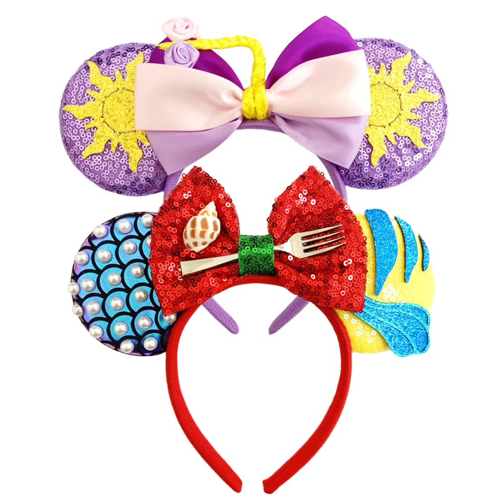 Sunflower Fashion Mouse Ears Princess Headband For Kids Band For Women Hair Accessories Girls Sequins 5" Sequin Bow Headwear Qme Headband 16
