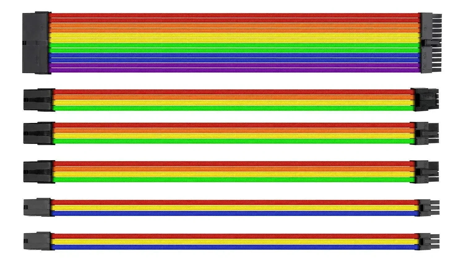 New ATX Standard 24Pin 8Pin Power Cord Adapter Converter Vga Line Graphics Card 6+2pin Rainbow Cotton Mesh Woven Extension Cord Qme Rainbow