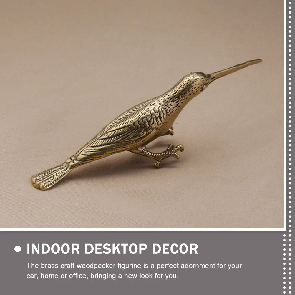 Premium Brass Woodpecker Statue Lifelike Vintage Bird Ornament Small Desktop Decor Indoor Tabletop Brass Craft Adornment Gift Qme