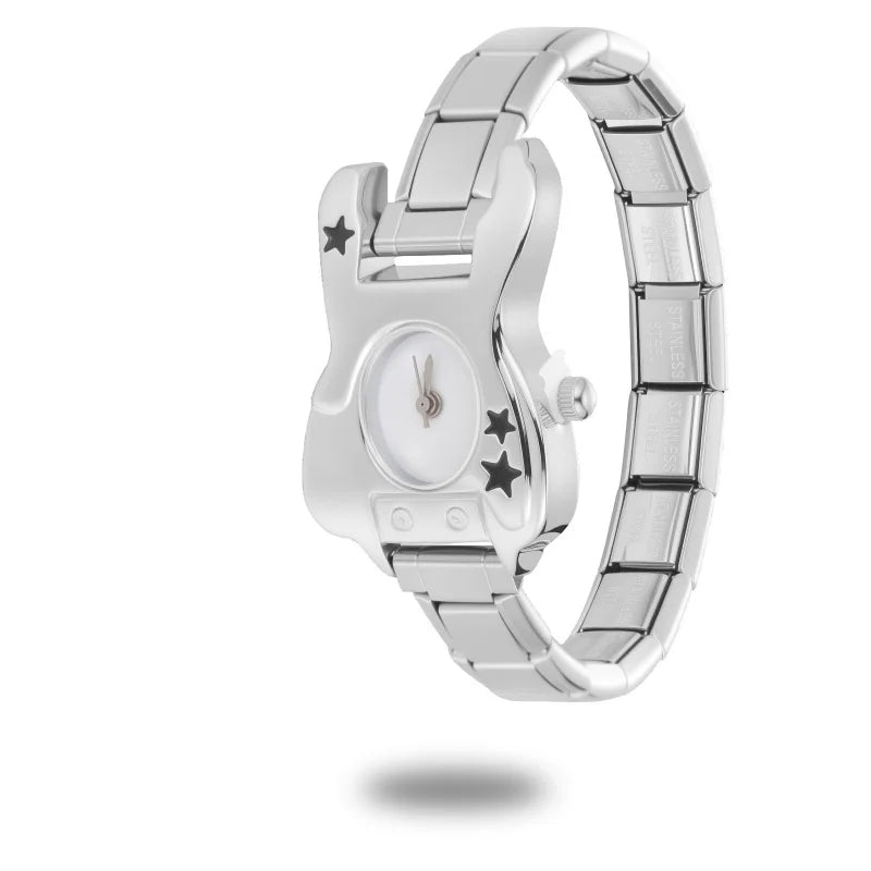 Wholesale Guitar Shape Stainless Steel Men's Women Watch Bracelet Fit 9MM DIY Italian Charm Watch Head Jewelry Gift Dropshipping Qme Style 20