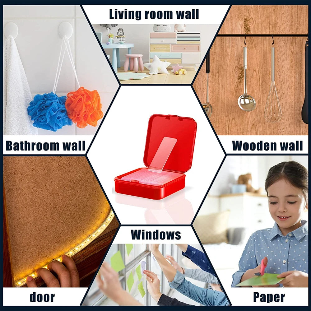 TFAAI 60Pcs/Box Ultra-strong Double-sided Adhesive Tape Transparent Non-marking Washable Mounting Sticky Double Faced Tapes Qme