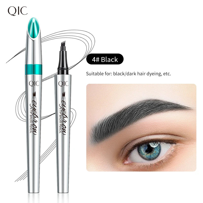 QIC Four-Pronged Eyebrow Pencil, Four-End, Long-Lasting, Non-Smudged, Water-Resistant, Anti-Smudged Eyebrow Pencil Qme Q703-4