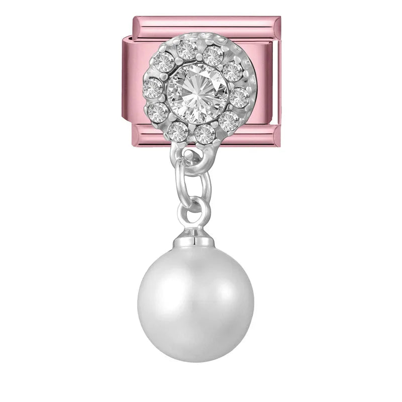 Wholesale Butterfly Bow Stars Love Heart Key Planet Shiny CZ Flower Italian Charms Fit 9mm Stainless Steel Bracelets Jewelrys Qme Style 34