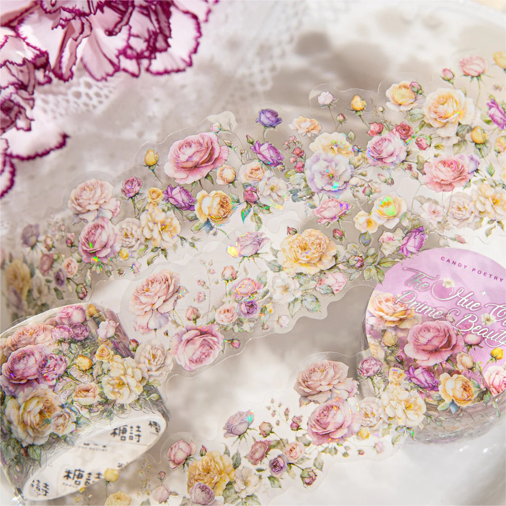 2 Roll 200cm PET Shell Light Tape Spring Fresh Flower Hand Account DIY Greeting Card Cup Photo Frame Notebook Decoration Tape Qme
