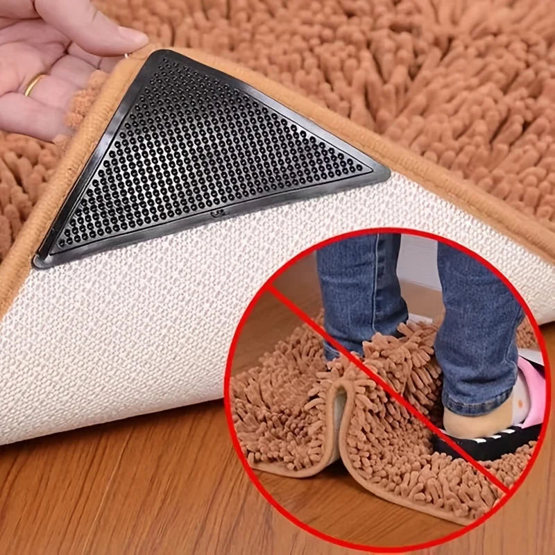 4-piece Waterproof Reusable Fixed Carpet Sticker Double-sided Qme