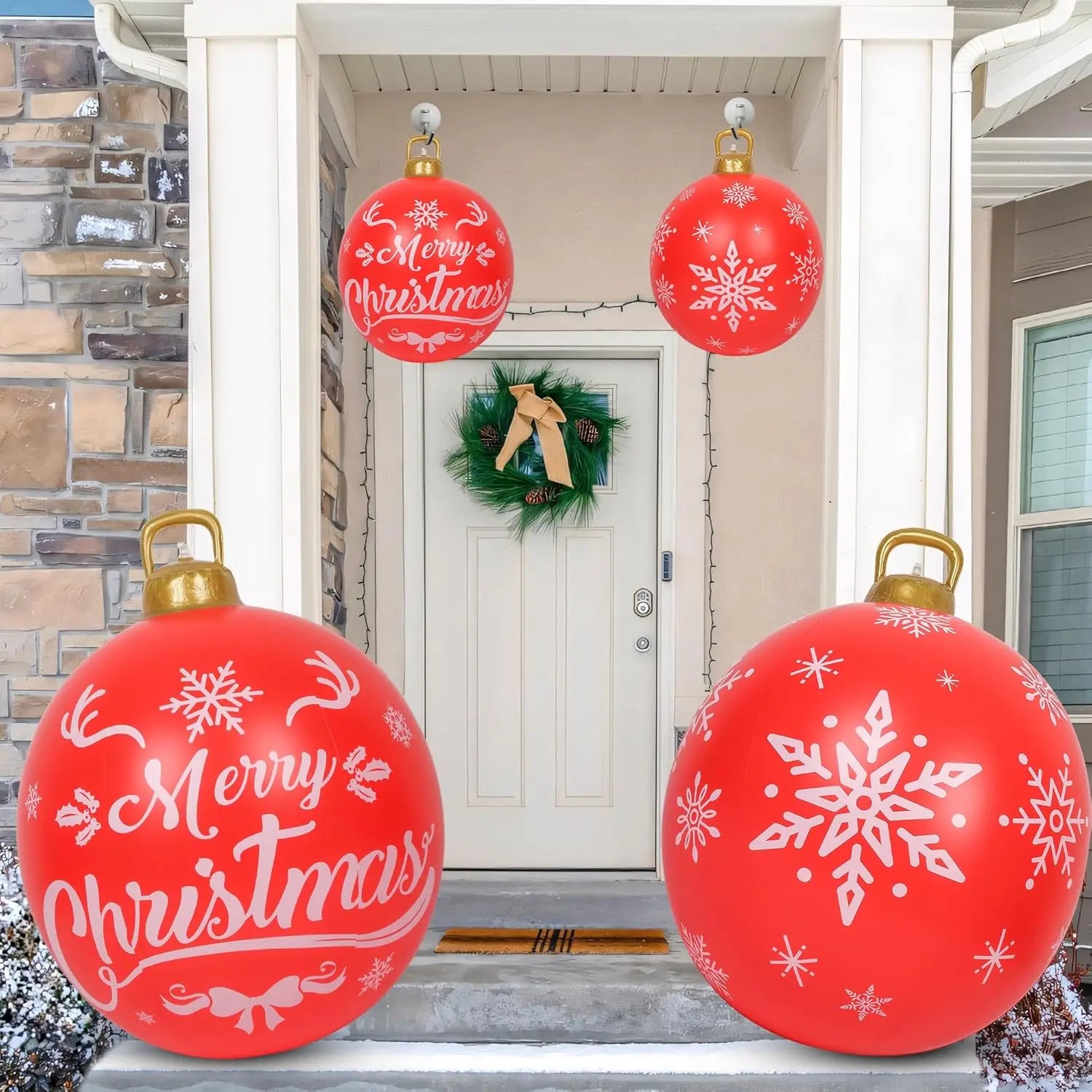 60CM inflatable Christmas ball Giant Christmas ball Indoor porch garden tree decoration inflatable toy Christmas supplies Qme