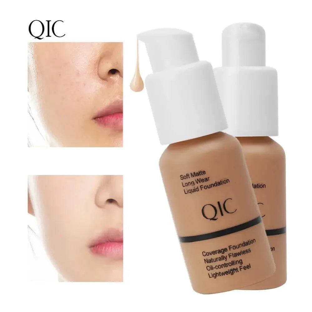 Liquid Foundation Concealer Face Naturally Flawless Matte Oil-Control Waterproof Long Lasting Foundation 30ml 5 Colors Optional Qme