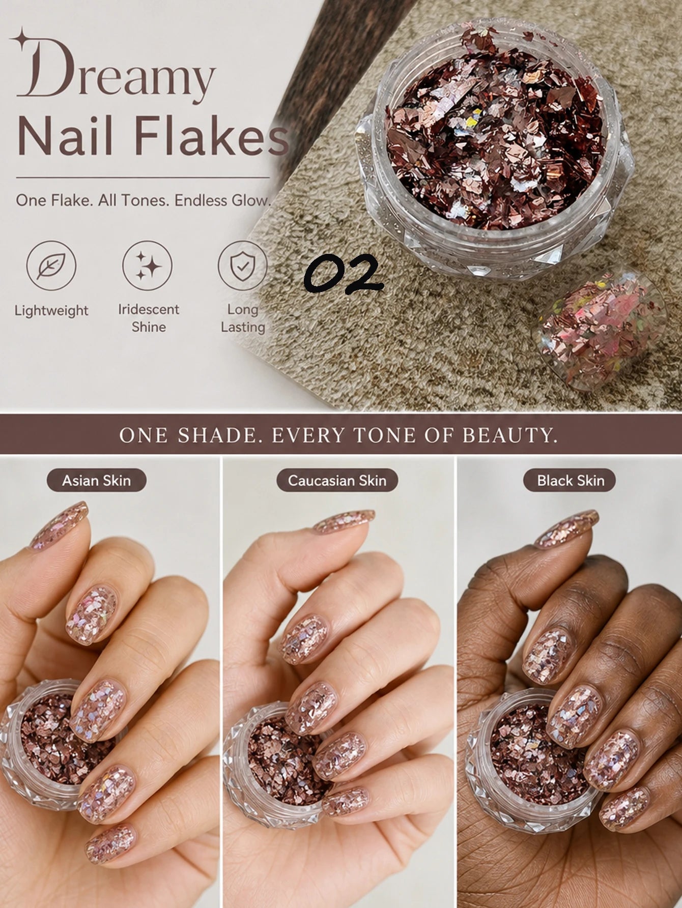 4 Colors Premium Opal Nail Powder Metallic DIY Decorations Glitter Gel Qme