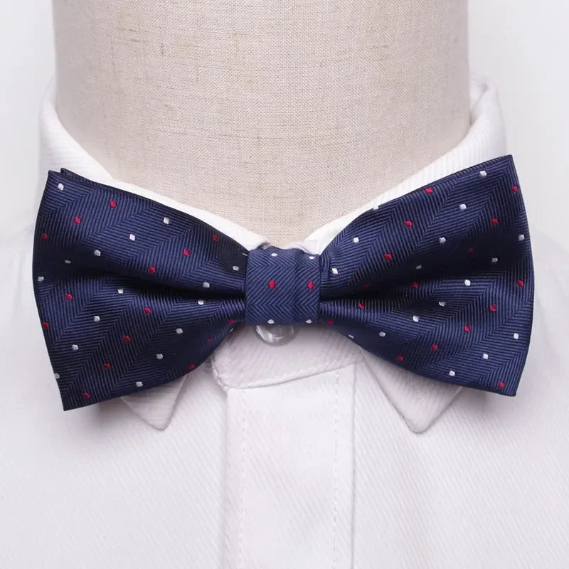 Classic Black Men Bow Ties Fashion Polyester Bowtie Woven Dot Checked