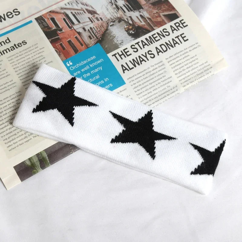 Elastic Pentagram Hair Bands Women Men Hairband Running Fitness Yoga Qme WHITE