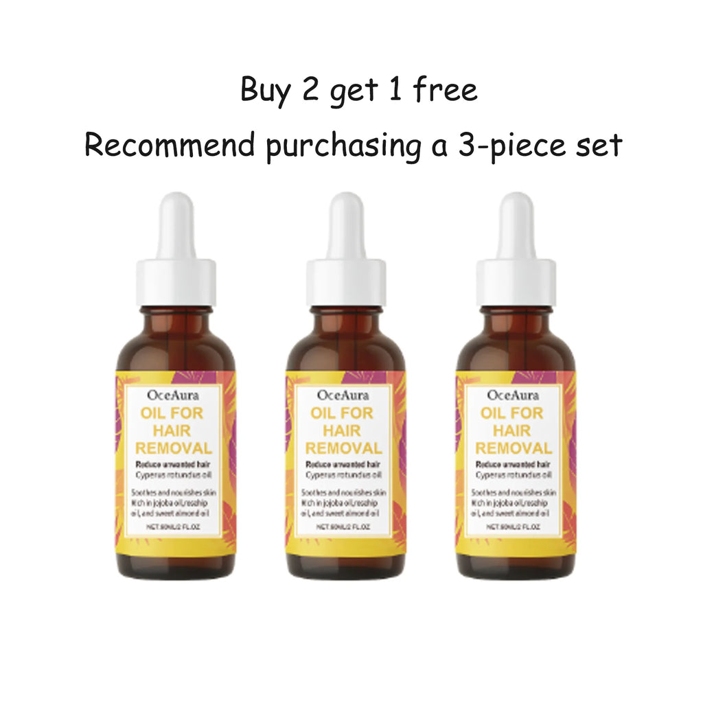 OceAura Hair Removal Oil For Arms Legs Armpits Plant Extract Containing Moisturizing Non-Greasy Soothing Hair Removal Serum 60mL Qme 60mLx3