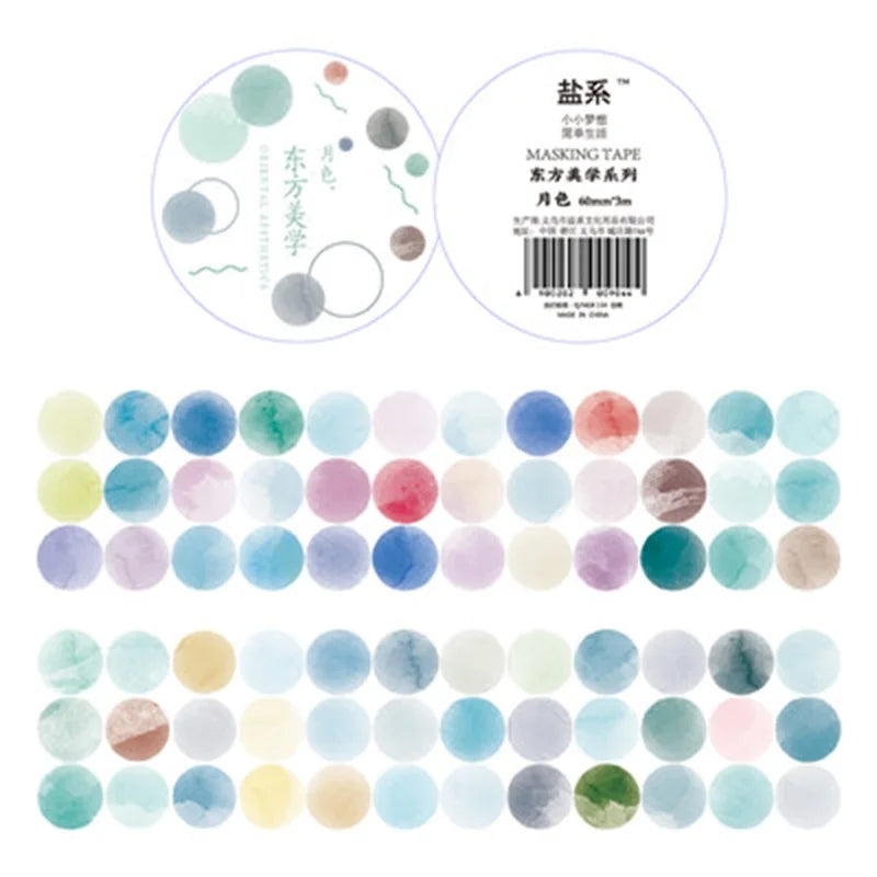 1 roll Watercolor Polka Dot Sticker Junk Journaling Accessories Scrapbooking DIY Color Label Washi Sticker Stationery Suit Qme K