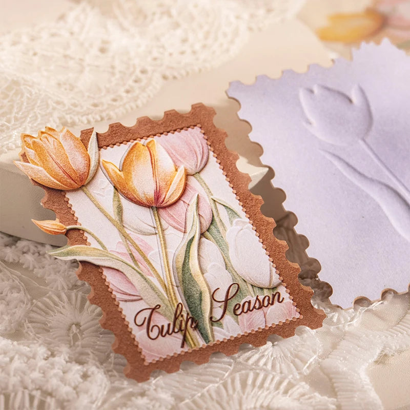 European Vintage Stamp & Floral Border Stickers, Junk Journal Collage Decorative Decals, Ideal Holiday & Birthday Gifts Qme