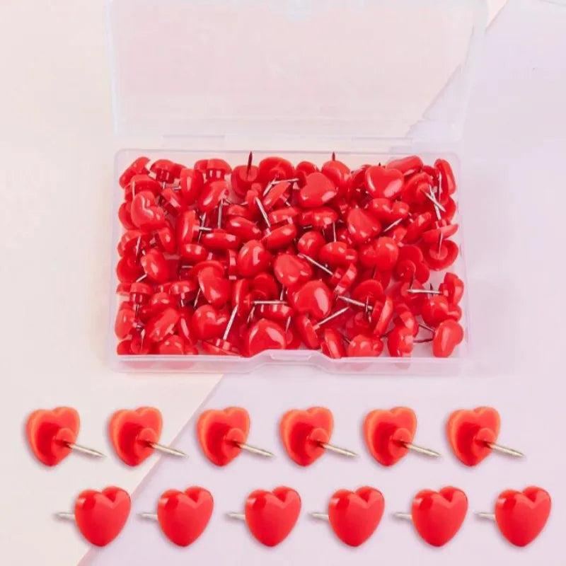 Ins Pink Creative Heart Peach Small Flat Head Push Pin Soft Wooden Qme Red
