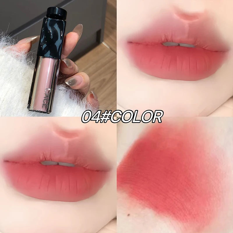 CACE 6 Colors Mist Velvet Nude Liquid Lipstick Waterproof Long Lasting Lipgloss Non-stick Cup Sexy Red Lip Tint Stain Cosmetics Qme 04