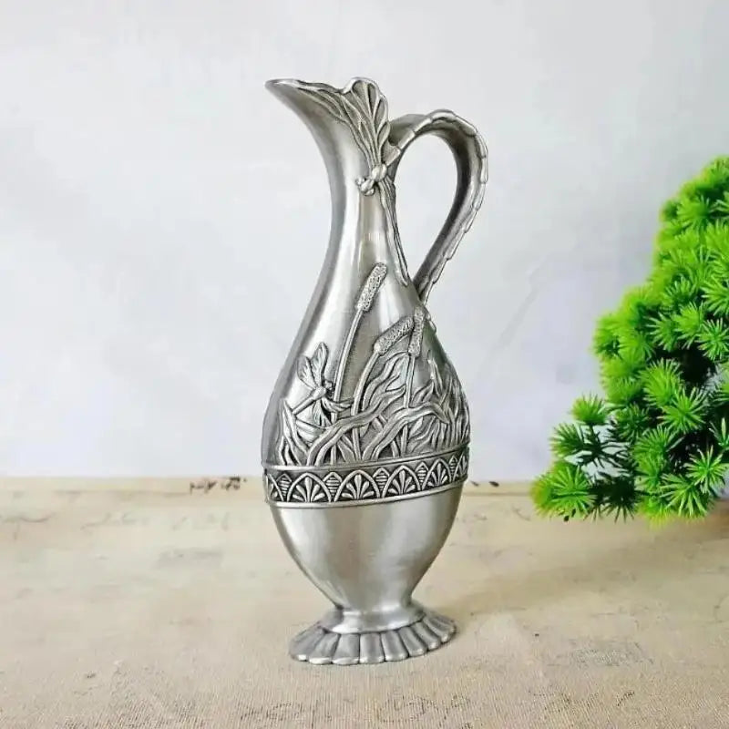 Vintage Metal Crafts Vase European Home Decor Relief Flower Pot Qme