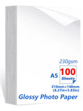 A5 Photo Paper , Waterproof Glossy for Photo Paper，A5 Size 230gsm Waterproof Embossed Card Paper Inkjet Photo Paper Qme 100sheets A5