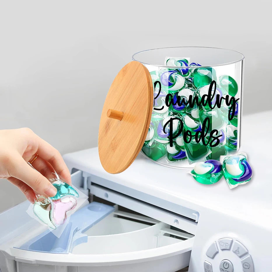 900ml Laundry Powder Container Box with Lid Laundry Room Organizer to Storage Laundry Pods/Scent Booster/Bleach Tablet Qme
