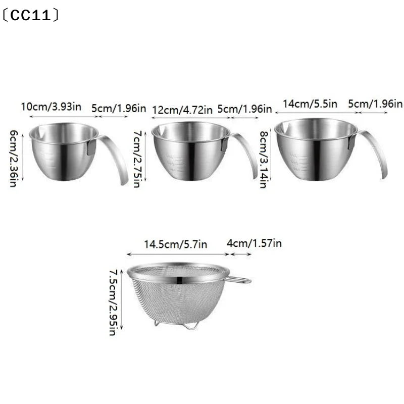 1 2 3 Stainless Steel Mixing Bowl Scale Handle Filter Multi Qme