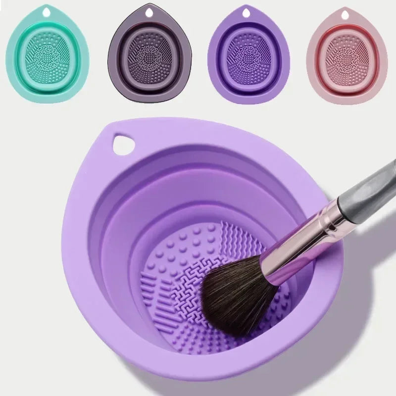 Multi Functional Scrubber Mat Washing Tool Silicone Makeup Brush Cleaner Folding Cleaning Bowl for Eyeshadow Brushes Powder Puff Qme
